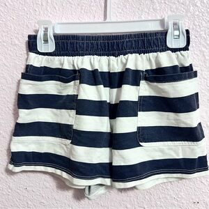 Zara Navy and White Striped Women's Cargo Shorts